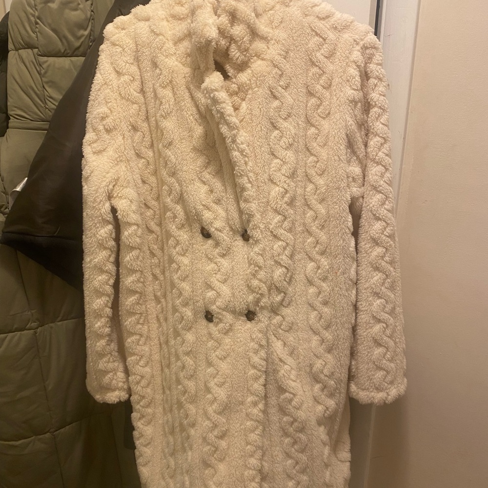 Women's Cream Double-Breasted Coat